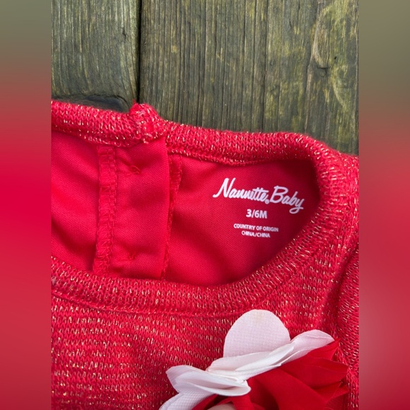 Nannette Baby 3/6 months Christmas dress fancy red tulle gold thread EUC - Picture 3 of 4